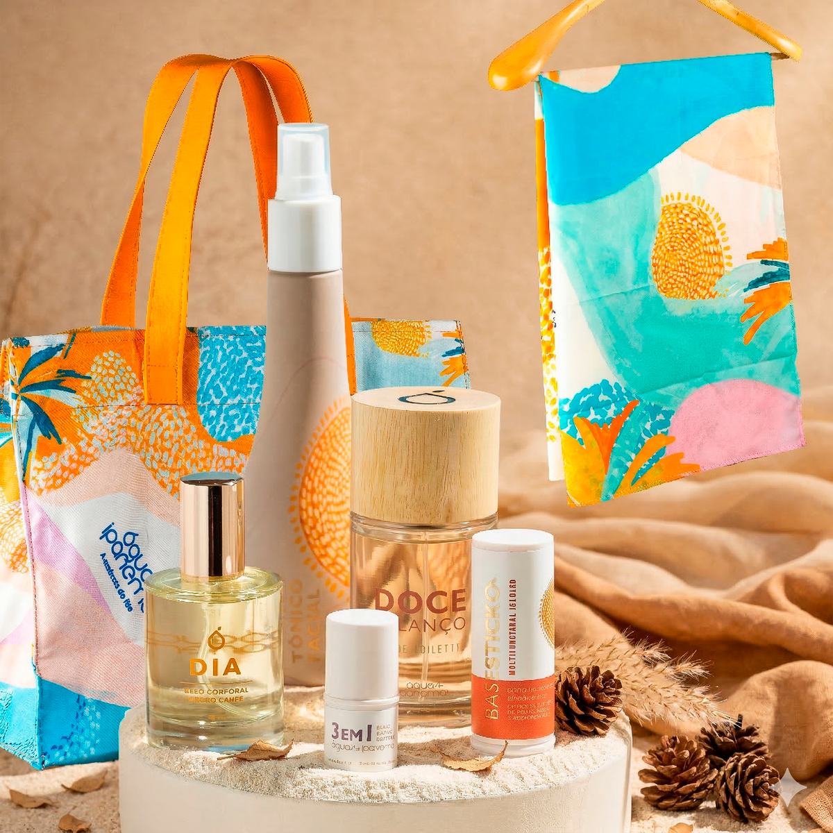 Doce Balanço do Sol: Eau de Toilette Doce Balanço + Tônico + Óleo Dia + Base Stick Multifuncional + Stick Make 3 em 1 e Ganhe 1 Bolsa Águas de Ipanema (Doce Balanço) + 1 Lenço Estampado (Doce Balanço)
