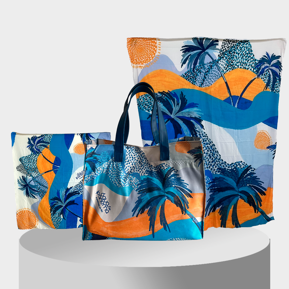 Mar & Estilo: Bolsa + Canga + Lenço Águas de Ipanema - Edição Caminho do Mar
