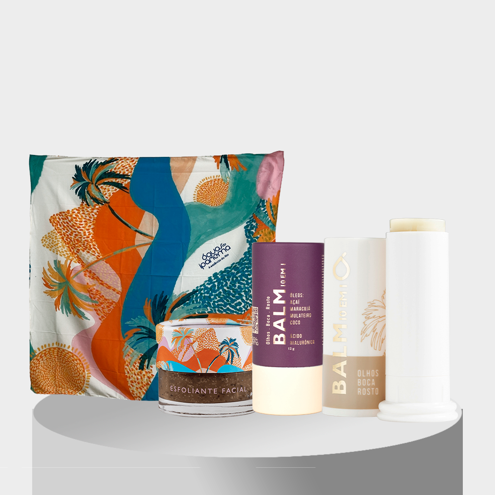 Corpo & Lábios: Esfoliante Facial + Balm 10 em 1 Olhos, Boca e Rosto e Ganhe 1 Lenço Estampado Águas (Doce Balanço ou Caminho do Mar)