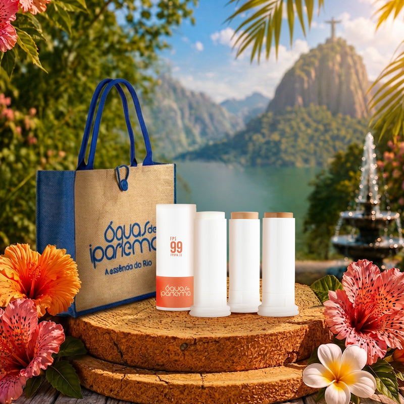 Kit 3 Bases Stick Facial FPS 99 (com Cor e Incolor) 15g + Ganhe 1 Bolsa de Praia Grande de Juta Natural - Blue Friday