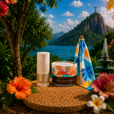 Brisa do Rosto: Exfoliante facial + Bálsamo 10 en 1 para Ojos, Labios y Rostro, y recibe gratis 1 pañuelo estampado Águas (Caminho do Mar).