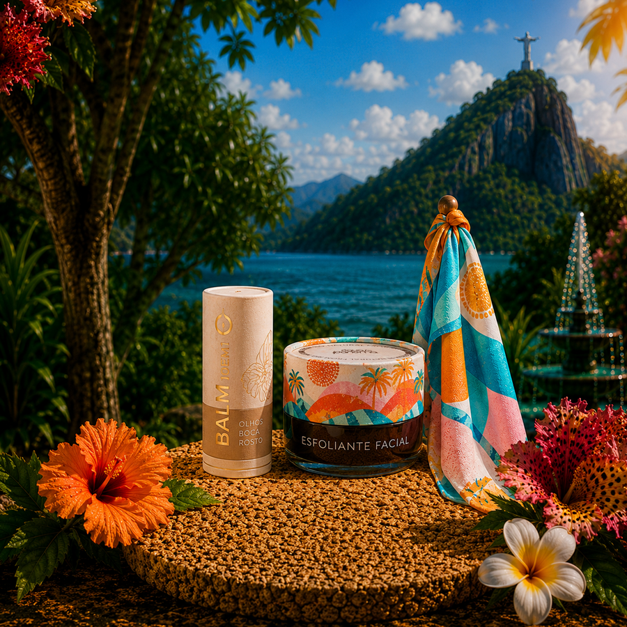 Beija Flor Carioca: Esfoliante Facial + Balm 10 em 1 Olhos, Boca e Rosto e Ganhe 1 Lenço Estampado Águas (Doce Balanço)