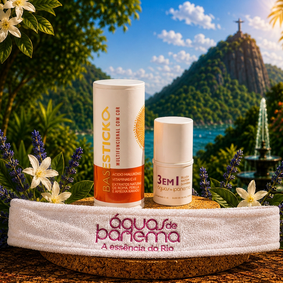 Glow Carioca: Base Stick + Stick 3 em 1 e Ganhe 1 Faixa Skincare