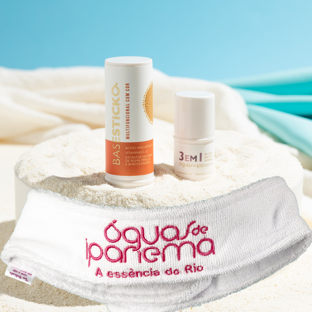 Combo Make: Base Stick + Stick 3 em 1 e Ganhe 1 Faixa Skincare