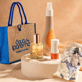 Essência Solar Águas: Óleo Dia + Tônico + Base Stick Multifuncional e Ganhe 1 Bolsa de Praia + 1 Nécessaire