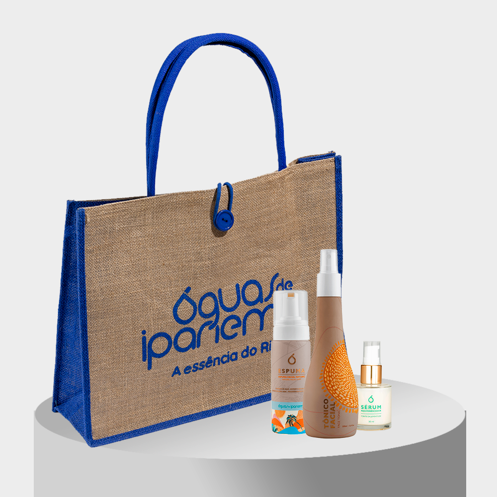 Skincare Essencial: Espuma Facial + Tônico Facial + Sérum e Ganhe 1 Faixa Skincare + 1 Bolsa de Praia
