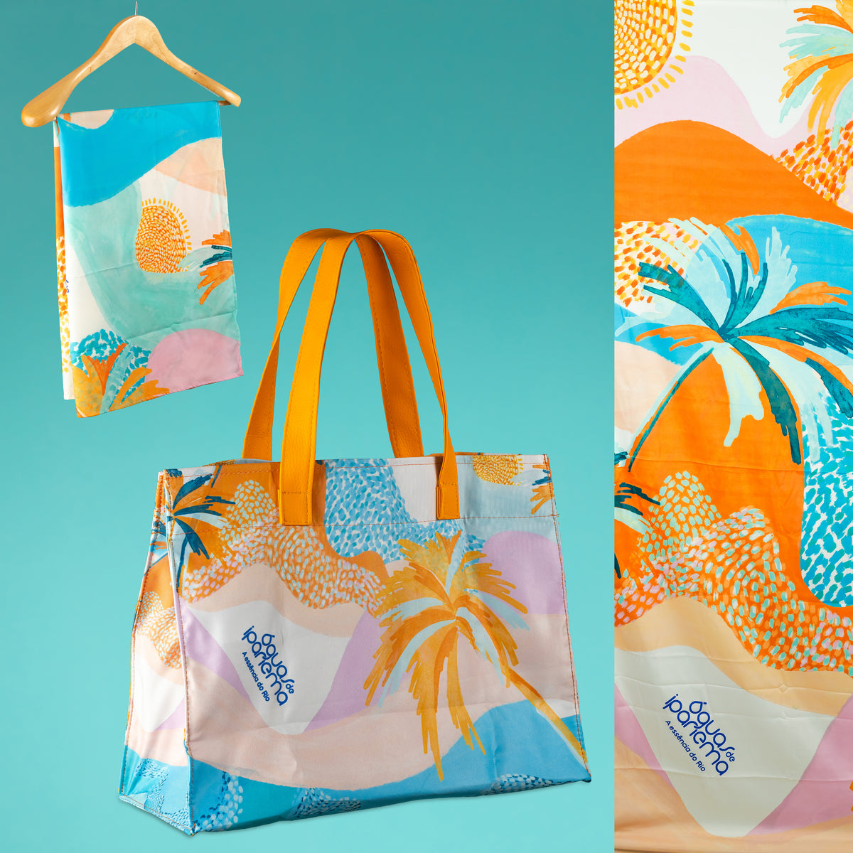 Elegância à Beira-Mar: Bolsa + Canga + Lenço Águas de Ipanema - Edição Doce Balanço