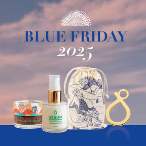 Kit Golden Hour Tropical: Esfoliante Facial + Sérum + Pingente Folheado a Ouro + Necessaire + Frete Grátis